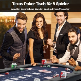 Costway  Πτυσσόμενο Τραπέζι Πόκερ για 8 Παίκτες με Θέσεις Ποτών & Μ...