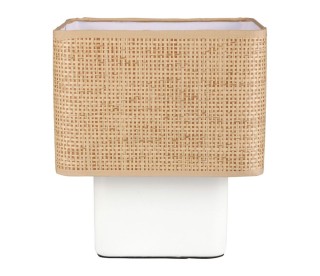 Ostaria Τετράγωνη Κεραμική Λάμπα Hako Μπεζ Λευκή -36929