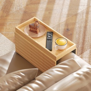 HOMCOM Bamboo Ξύλινος Δίσκος Καναπέ για Μπράτσο, Ευέλικτο Χαλάκι με...