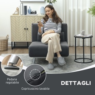 HOMCOM Πολυλειτουργική Πολυθρόνα-Κρεβάτι 3 σε 1, Ρυθμιζόμενο Στήριγ...