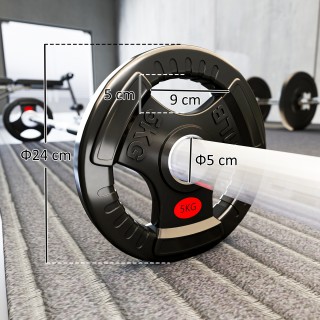 SPORTNOW Σετ με Δίσκους Βαρών 2x5 kg με Οπή 5 cm και 3 Λαβές, Χάλυβ...