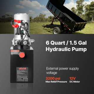 VEVOR Υδραυλική Μονάδα 6L, Αντλία Ανατροπής Τρέιλερ Μονής Ενέργειας...