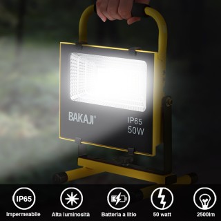 BAKAJI Φορητός Προβολέας Εργασίας LED 50W, 2500Lm, Μπαταρία Λιθίου,... BAKAJI Φορητός Προβολέας Εργασίας LED 50W, 2500Lm, Μπαταρία Λιθίου,...