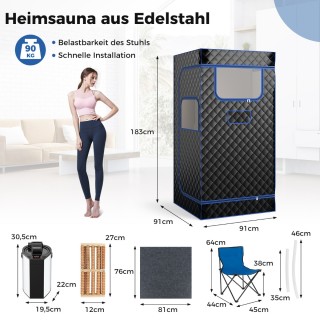 Costway Φορητή Οικιακή Σάουνα με 3-Λίτρα Δοχείο Ατμού BA8085DE-BK Costway Φορητή Οικιακή Σάουνα με 3-Λίτρα Δοχείο Ατμού BA8085DE-BK