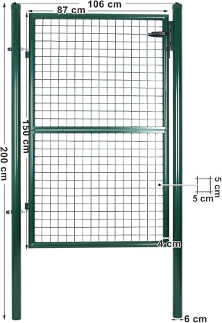 Πόρτα Περίφραξης Κήπου από Γαλβανισμένο Χάλυβα 87x150cm  SONGMICS  ...