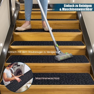 Costway 15 Αντιολισθητικά Πατάκια Σκάλας 76x20 εκ. Γκρι για Ξύλινα ...