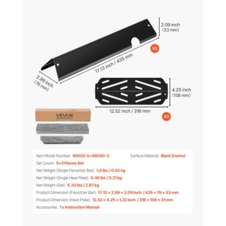 VEVOR Ανταλλακτικές Μπάρες για Weber Genesis ii Grills, 8 Τεμάχια R...