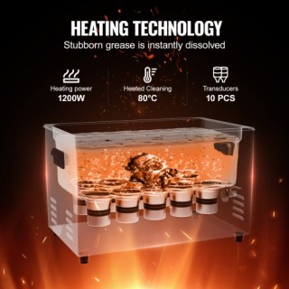 VEVOR  Καθαριστής Υπερήχων 30L με Χρονοδιακόπτη, Θερμαντήρα & Καλάθ...