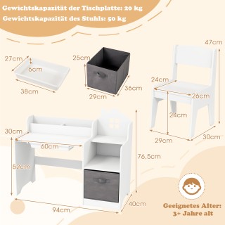 Costway Παιδικό Σετ Γραφείου και Καρέκλας με Ανοιχτά Ράφια, Συρτάρι... Costway Παιδικό Σετ Γραφείου και Καρέκλας με Ανοιχτά Ράφια, Συρτάρι...