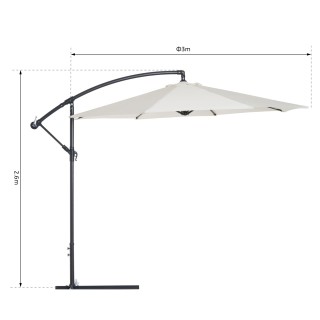 Outsunny Parasol Decentralized Garden Umbrella Beach Iron 3M, Μπεζ ...