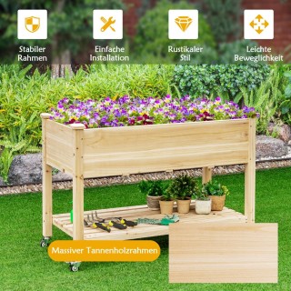 Costway Υπερυψωμένο Κήπος από Φυσικό Ξύλο Έλατου με Ρόδες και Αποσ... Costway Υπερυψωμένο Κήπος από Φυσικό Ξύλο Έλατου με Ρόδες και Αποσ...