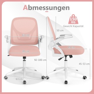 Costway Εργονομική Καρέκλα Γραφείου με Αναδιπλούμενα Μπράτσα και Λε...