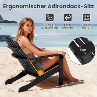 Costway Καρέκλα Κήπου Adirondack από Ξύλο Ακακίας με Κεκλιμένο Κάθι...