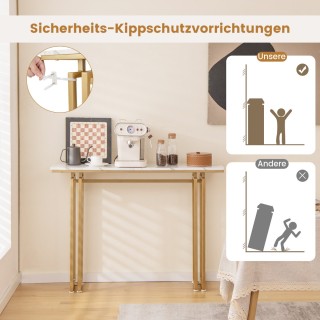 Costway  Κονσόλα με Λευκή Μαρμάρινη Επιφάνεια και Χρυσή Βάση 110 x ...