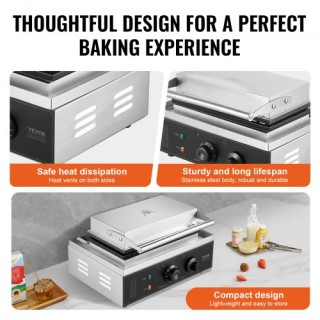 VEVOR  Επαγγελματική Συσκευή Παρασκευής Βάφλας/Λουκάνικου 1500W (6 ...