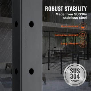 Γωνιακός Μαύρος Στύλος Κάγκελου VEVOR 36x2x2in 1τμχ  1JZLGZ91455HVM...