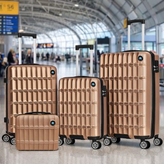 PROVITERA Σετ 3+1 Βαλίτσες και Νεσεσέρ Ταξιδιού Χρυσό με Σκληρό Ανθ...