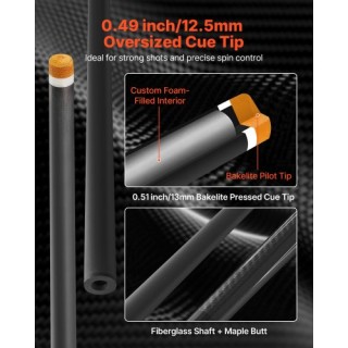 VEVOR Μπαστούνι Μπιλιάρδου 1 Τεμαχίου, 1473.2mm & 538g Ανθρακονήματ... VEVOR Μπαστούνι Μπιλιάρδου 1 Τεμαχίου, 1473.2mm & 538g Ανθρακονήματ...