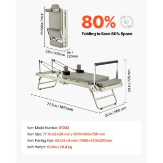 VEVOR Πτυσσόμενη Μηχανή Πιλάτες για Οικιακή Άσκηση PLTHXCTKZDRMEMMESV0 VEVOR Πτυσσόμενη Μηχανή Πιλάτες για Οικιακή Άσκηση PLTHXCTKZDRMEMMESV0