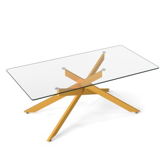 Costway Ορθογώνιο Τραπεζάκι Καφέ από Σκληρυμένο Γυαλί 120 x 60 x 45...