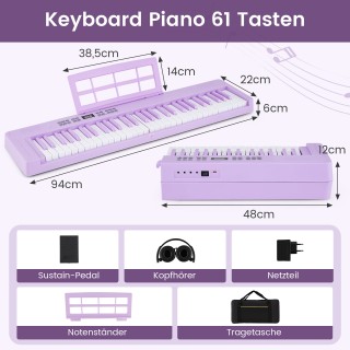 Costway Αναδιπλούμενο ηλεκτρονικό πληκτρολόγιο 61 πλήκτρων με λειτο...