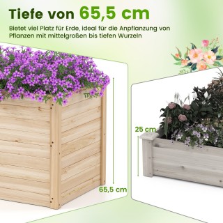 Costway Υπερυψωμένο Ξύλινο Κηπουρικό Κρεβάτι 100 x 64 x 65,5 cm με ...