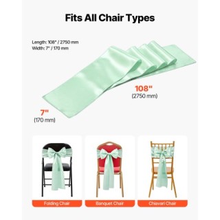 VEVOR Σατέν Κορδέλες Καρέκλας VEVOR, 100τμχ, 275x17εκ, Ανοικτό Πράσ... VEVOR Σατέν Κορδέλες Καρέκλας VEVOR, 100τμχ, 275x17εκ, Ανοικτό Πράσ...