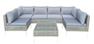 Costway  Ρατάν Εξωτερική Γκαρνιτούρα Lounge με Τραπέζι και Μαξιλάρι...