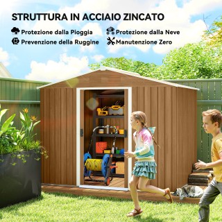 Outsunny Αποθήκη Κήπου από Χάλυβα με Συρόμενες Πόρτες, 236x174x190c...
