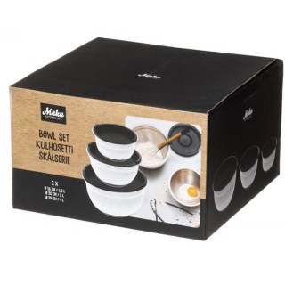 BAKAJI  Σετ 3 Μπολ Ανοξείδωτα Με Καπάκι Διατήρησης Φρεσκάδας Για Τρ...