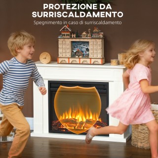 HOMCOM Ηλεκτρικό Τζάκι με Φλόγα 5 Φωτεινότητας, Τηλεχειριστήριο και...