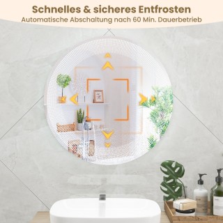 Costway  Καθρέφτης Μπάνιου με LED Φωτισμό και Λειτουργία Αποθάμβωση...