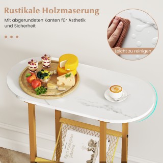 Costway Διόροφος Οβάλ Λευκός Μικρός Τραπεζάκι με Θήκη για Περιοδικά...