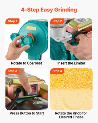 VEVOR Ηλεκτρικός Μύλος Άλεσης 2200W για Ξηρούς Κόκκους & Μπαχαρικά ...