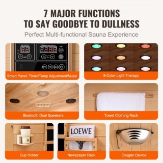 Σάουνα VEVOR Υπέρυθρης Θέρμανσης Ξύλινη για 2 Άτομα 1850W YHWMZSNF... Σάουνα VEVOR Υπέρυθρης Θέρμανσης Ξύλινη για 2 Άτομα 1850W YHWMZSNF...