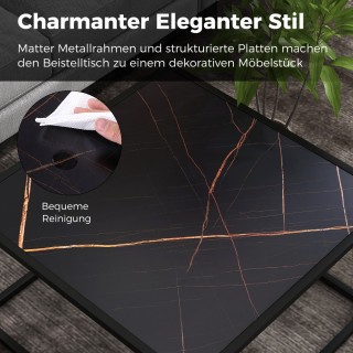 Costway Ορθογώνιο Τραπεζάκι Καφέ Μαύρο με Επιφάνεια Τεχνητού Μαρμάρ...