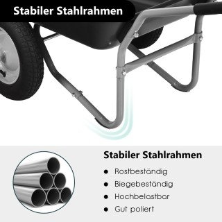 Costway Δίτροχο Καρότσι Βαρέως Τύπου για Κήπο 145 x 65 x 65 cm Μαύρ...
