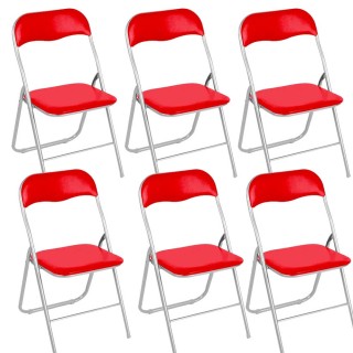 BAKAJI Σετ 6 Καρέκλες Επενδυμένες Πτυσσόμενες Χρώμα Κόκκινο Δομή Α... BAKAJI Σετ 6 Καρέκλες Επενδυμένες Πτυσσόμενες Χρώμα Κόκκινο Δομή Α...