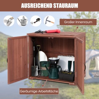 Costway Καφέ Ξύλινη Ντουλάπα Εργαλείων με Διπλές Πόρτες 77 x 56 x 7...