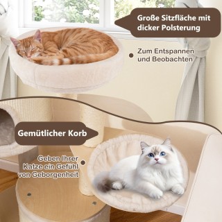 Costway 152 εκ. Δέντρο Γάτας με Σπηλιές, Καλάθι και Σχοινί Σιζάλ PV...