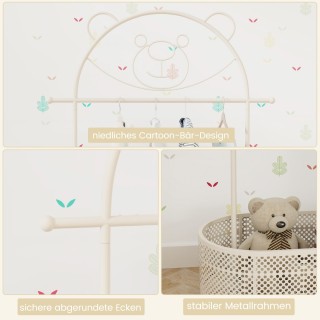 Costway Παιδική Κρεμάστρα Ρούχων με Ρυθμιζόμενο Ύψος και Σχέδιο Αρκ...