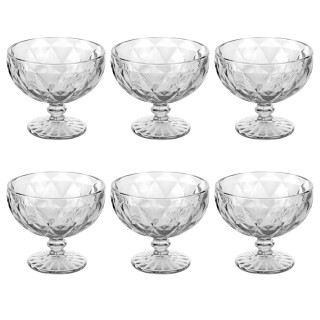 Galileo Σετ 6 κύπελλα παγωτού 400 ml με χαραγμένη επιφάνεια διαφανή...