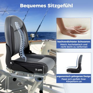 Costway Σετ 2 Πτυσσόμενων Καθισμάτων Σκαφών με 7εκ. Αφρώδη Επένδυση...