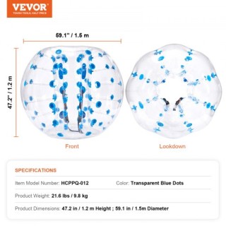 Φουσκωτή Μπάλα Σύγκρουσης VEVOR 1.5M για Ενήλικες & Εφήβους  CRKCQP...