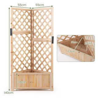 Costway Ξύλινη Γωνιακή Ζαρντινιέρα με Πέργκολα και Στραγγιστήρια γι...