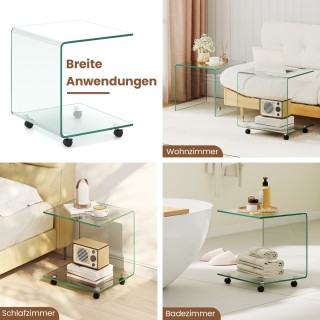 Costway Διάφανο Πλαϊνό Τραπέζι C-Σχήμα με Τροχούς από Σκληρυμένο Γυ... Costway Διάφανο Πλαϊνό Τραπέζι C-Σχήμα με Τροχούς από Σκληρυμένο Γυ...