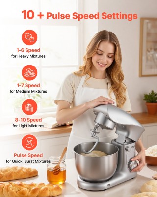 VEVOR Ηλεκτρικός Μίξερ Κουζίνας 4.2L - Πολυμίξερ 1500W με 10 Ταχύτη... VEVOR Ηλεκτρικός Μίξερ Κουζίνας 4.2L - Πολυμίξερ 1500W με 10 Ταχύτη...