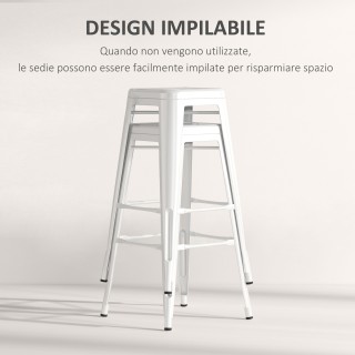 Σετ 2 Σκαμπό Μπαρ HOMCOM Στοιβαζόμενα από Μέταλλο με Αφαιρούμενη Πλ...