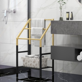 HOMCOM Επιδαπέδια Κρεμάστρα Πετσετών με 3 Μπάρες και Κάτω Ράφι από ...