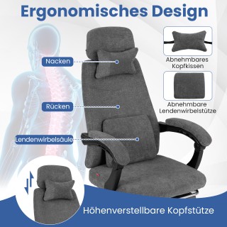 Costway Εργονομική Καρέκλα Γραφείου με Αναδιπλούμενο Υποπόδιο & Ρυθ...